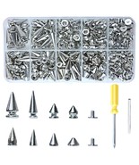 354 Sets Punk Spikes and Studs Kit8 Sizes Cone Spikes Metal Tree Spikes ... - $30.77
