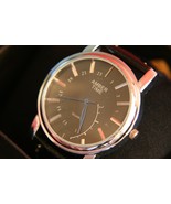 Men&#39;s sophisticated Amber Time black and chrome dress quartz wristwatch - £15.62 GBP