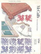mccall&quot;s transfer  #1754  cross stitch motifs or banding c1952 - £3.93 GBP