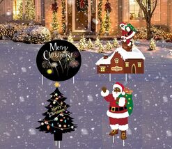 Christmas Yard Stakes Black Christmas Tree Santa Claus Outdoor Lawn Decor - $242.21 MXN Christmas Yard Stakes Black Christmas Tree Santa Claus Outdoor Lawn Decor - $242.21 MXN