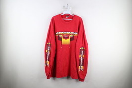 Vintage 90s No Fear Mens XL Distressed Spell Out Long Sleeve T-Shirt Red USA - £47.44 GBP