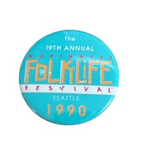 2-1/4&quot; 1990 Seattle Northwest Folklife Festival Pinback Button - £3.22 GBP