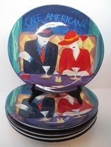 Sango Cafe Americana Set Of Five 11 1/4&quot; X 10 1/2&quot; Oval Dinner Plates Bar Scene - £47.15 GBP