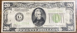 1934 $20 Dollar Bill Federal Reserve Note Lime Green Seal Chicago Nice!   202201 - £70.47 GBP