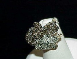 14k 1.50ct Chocolate Champagne &amp; White Diamond Leaf Ring Sz7 New Tag Magnificent - £1,266.01 GBP