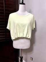 Abound Womens Crop Top Green Short Sleeve Scoop Neck Pullover L New - $18.87