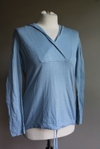 Talbots SP Blue Thin Knit Wrap Neck Cotton Modal Hood Sweater - £17.93 GBP