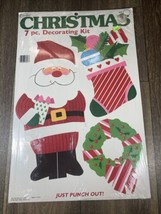 Vintage Eureka Christmas Holiday 7-pc Decorating Kit Punch Out Santa Wreath - $19.99