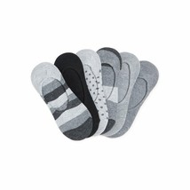No Boundaries Women&#39;s Liner Socks 6 Pair Shoe Size 4-10 Gray Rugby Stripes - £11.45 GBP