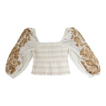 Anthropologie Smocked Embroidered Top Ivory Women&#39;s Petite XS  - £54.33 GBP