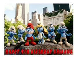 Smurfs edible cake image cake party cake topper decoration - $9.99