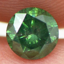 Round Cut Diamond Real Fancy Green Color Loose 0.59 Carat SI2 Enhanced Certified - £310.94 GBP