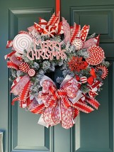 Candy cane wreath, peppermint wreath, christmas wreath, whimsical wreath - $153.44