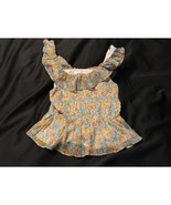 LC Lauren Conrad Floral Ruffle Smocked Top Women&#39;s Medium Blouse - €11,25 EUR