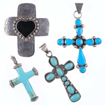 Vintage Southwestern sterling cross pendants - £138.31 GBP