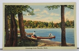 Michigan Greetings from Beulah Mich Gondola Boats on Lake View Postcard J16 - £5.45 GBP