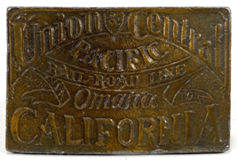 Belt Buckle-Union Central Pacific Rail Road Line-Omaha California-Brass-... - $9.00