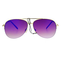 Unisex Pilot Sunglasses Half Rim Flat Top Flat Lens Fashion Shades - £8.14 GBP