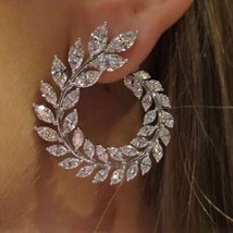9 Ct Round D/VVS1 Diamond Stud Dangle Earrings 14K White Gold Fn Screw Back - £185.37 GBP