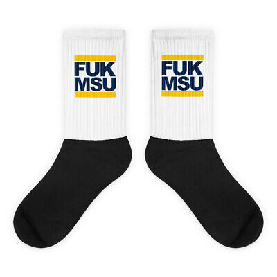 UNIVERSITY OF MICHIGAN Run Style CREW SOCKS Wolverines Funny Rivalry Anti-MSU