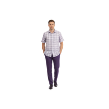 Men 2pc Walking Leisure Suit Short Sleeves DREAMS Checker 282-19 Lavender image 6