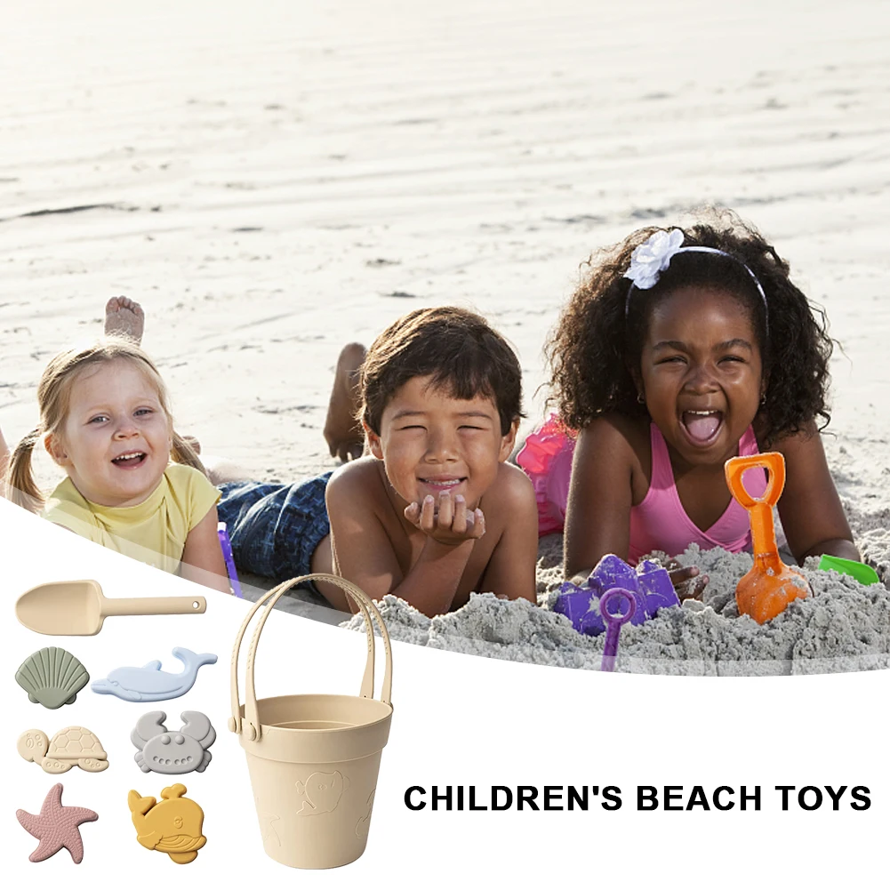 8pcs Summer Kids Beach Set Cute Silicone Kids Sand Toys Set Shovel Bucket Molds - £21.11 GBP+