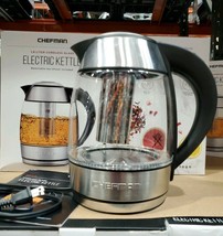 Chefman Electric Cordless Glass Kettle with Tea Infuser &amp; LED Lights 1.8 L - $51.54