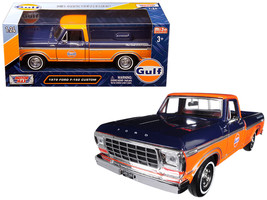 1979 Ford F-150 Custom Pickup Truck &quot;Gulf&quot; Dark Blue and Orange 1/24 Diecast Mod - £31.80 GBP