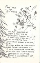 Sun Valley Idaho Falling Skier Tricky Stick Here Comes Tree Sketch Postcard U5 - £39.18 GBP