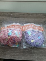 (2)  Easter Basket Grass with Confetti, Purple &amp; Pink. New - £7.08 GBP