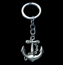 Silvertone Anchor Nautical Keyring - £3.98 GBP