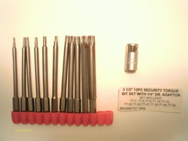 3 1/2 inch Magnetic 12 piece Security TORX Bit 7-8-9-10-15-20-25-27-30-40-45 New - £20.71 GBP
