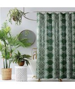 72 x 72 inch Cotton Poly Shower Curtain with Green White Geometric Motif... - $185.23 CAD