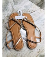 Fifth &amp; Luxe Ladies Fashion Gold Sandals Size 7-Rhinestones - $27.60