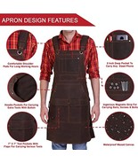 Work Apron w/ Pockets, Heavy Duty Waxed Canvas, Adjustable Crossback, Da... - £29.33 GBP