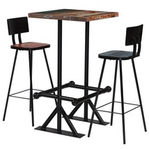 vidaXL Reclaimed Wood Bar Set Multicolor Indoor Dining Table Chairs 4-Piece - $5,680.46 MXN