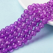 50 Crackle Glass Beads 8mm Purple Veined Bulk Jewelry Supplies Set BULK  - £5.10 GBP