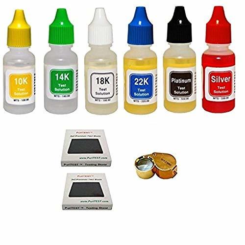 PuriTest Brand 9 PC. Gold Silver Platinum Testing KIT Acid Test Jewelry-LOT-LOUP