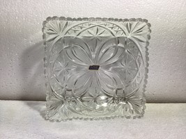 Violetta Thick Hand Cut Glass Square Dish 8” - £38.76 GBP