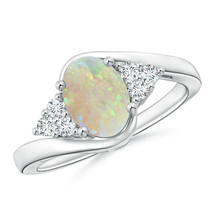 925 Silver Opal Twist Engagement Ring Natural Opal Solitaire Ring Wedding Ring - £37.81 GBP