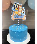 Personalized Bluey Cake Topper, Custom Name Age Birthday Decoration - $12.00