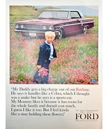 Ford 1964 Fairlane 500 Red Car Boy Field of Flowers -1963 Vintage Print Ad - $14.27 CAD