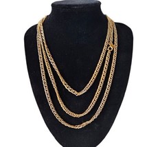 Vintage Monet Gold Tone Link Necklace Extra Long 53&quot; Signed Classic - $28.94