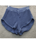 Nasty Gal Swim Trunk Shorts Womens Medium Blue Chunky Knit Stretch Draws... - $15.79