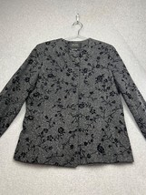 Dana Buchman Womens Tweed Wool Blazer Jacket Velvet Flowers Size 12 Victorian - £29.95 GBP
