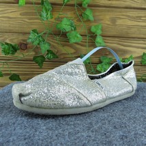 TOMS Sparkle Women Flat Shoes Silver Fabric Slip On Size 9 Medium - £19.90 GBP