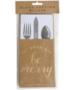 NEW Set of 48 Silverware Pocket Place Setting Holders Eat Drink &amp; Be Merry - $28.00
