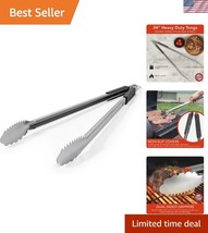 Locking 24-Inch Stainless Steel Grill Tongs with Textured Handle for Safety - $1,120.91 MXN