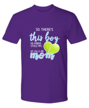 Tennis Mom T Shirt There&#39;s This Boy - Tennis Purple-P-Tee - £16.56 GBP