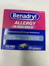 Benadryl Liqui-Gels Allergy Medicine Dye-Free Liquid Gel Capsules  24 Ca... - $3.78